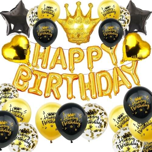 Amawill Birthday Decoration Kits King Queen Crown Foil Balloon for Women Man Party Supplies with Happy Birthday Gifts Balloons