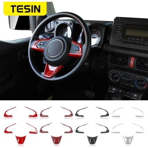TESIN Interior Mouldings For Suzuki Jimny Car Steering Wheel Decoration Cover Trim Stickers For Suzuki Jimny 2019+ Accessories