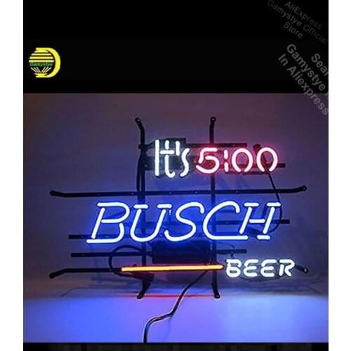 Neon Sign for Its 5 O'C lock Somewhere Busch Beer Neon Tube sign handcraft Neon signs Windows Garage Wall Sign Tube Neon Shop