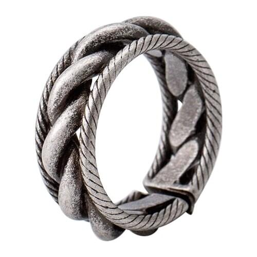 Stainless Steel Rings Punk Bronze Color Cool Boy Hand Decor Twsit Shape Cuff Ring For Women Men Party Gift