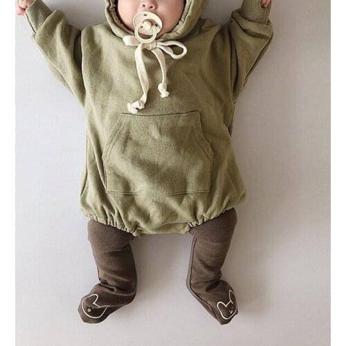 2021 Autumn Baby Bodysuits Little Bear Ears Baby Boys Bodysuit Velvet Children Hoody Bodysuit (NO TIGHTS)