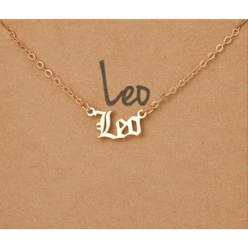 Pure Copper Pendant retro letter 12 constellation Series Card Necklace