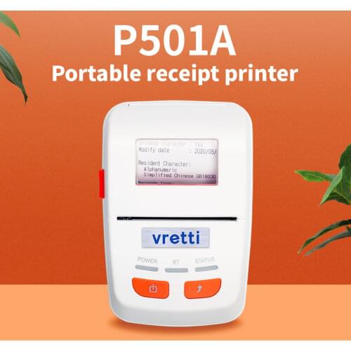 Vretti P501A receipt Printer 58mm Derect Thermal Printer USB Bluetooth Interface Use Commercial Express Mini Portable Printer