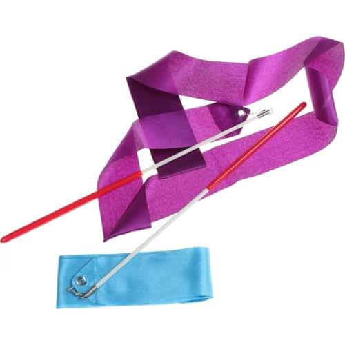 2M Dance Ribbon Professional Colorful Gym Ribbons Rhythmic Art Gymnastic Ballet Streamer Twirling Rod Stick For Gym Training