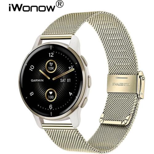 Milanese Stainless Steel Watchband for Garmin Venu SQ / SQ Music / Venu Women Men Watch Band Quick Release Strap Mesh Wristband