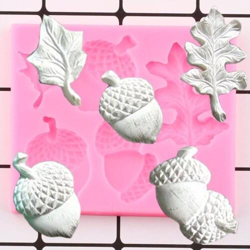 Nut Pine Cones Leaf Silicone Mold Polymer Clay Molds Cupcake Topper Candy Fondant Cake Decorating Tools Chocolate Gumpaste Mould