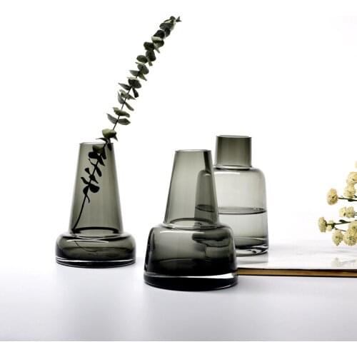 Nordic minimalist lighthouse glass vase flower arrangement flower table countertop hydroponic vase gray tone desktop decoration