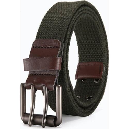 Tj-tingjun Hot Canvas Belt Men And Womens Belt Simple Comfortable Casual Breathable Youth Belt Double Pin Buckle Belt C042