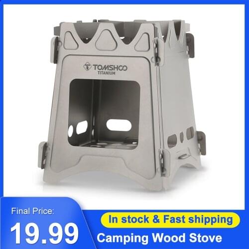 TOMSHOO Titanium Camping Wood Stove Portable Folding Lightweight Wood Burning Stove Water Cup Mug Outdoor Cooking Picnic Hunting