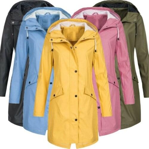 Women Rain Mac Waterproof Festival Jacket Ladies Anorak Hooded Coats RainCoa