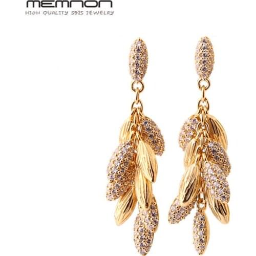 Memnon Limited edition floating grains gold earrings for women 925 sterling silver drop earring plata de ley 925 fine jewelry
