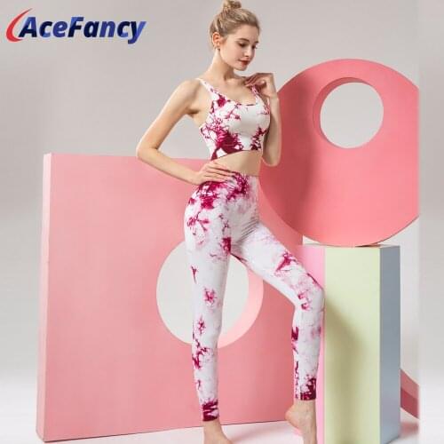Acefancy Women Yoga Set Fitness Clothing T8827 Sports Crop Top Tights Sport Leggings Women Seamless Yoga Set Gym Sportwear