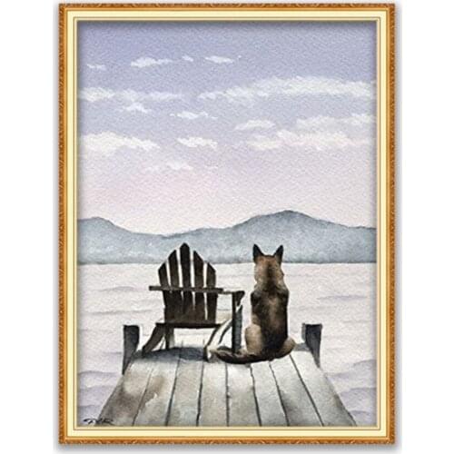 Animal German Shepherd DIY Embroidery 11CT Cross Stitch Kits Needlework Craft Set Printed Canvas Cotton Thread Home Decoration