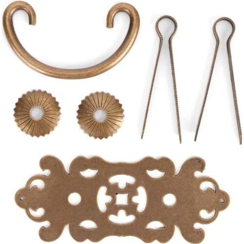 2 Sets Antique Hollow Pulls Handle Copper Bookcase Wardrobe Drawer Handle Furniture Accessories Copper Furniture Handle