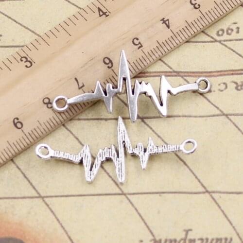 20pcs Charms ECG Link Connector 40x20mm Tibetan Bronze Silver Color Pendants Antique Jewelry Making DIY Handmade Craft