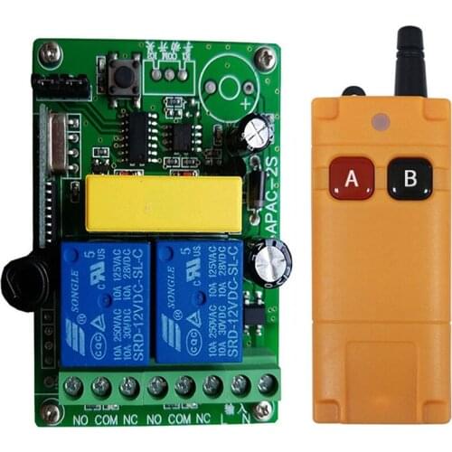2000m AC 220V 2CH 2CH Wireless Remote Control LED Light Switch Relay Output Radio RF Transmitter And 433 MHz Receiver Garage