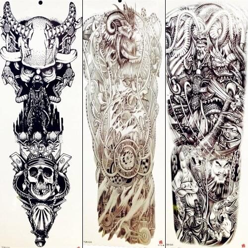48x17CM Pirate Totem Robot Arm Sexy Temporary Tattoo Full Arm Sleeve Indian Tribe Antelpe Tattoo Sticker Men Boy Fake Tattoo Leg