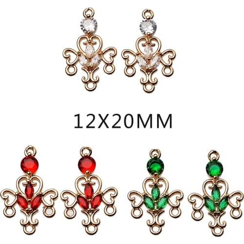4p 24k gold color pure copper Zircon Charms Pendants Necklace Earrings Jewelry Findings Handicrafts eardrop Makings supplier