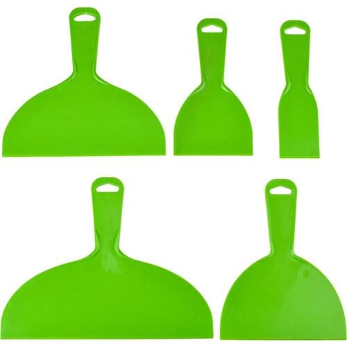 5 reusable plastic putty knife set scraper tools paint scraper tools for decals, wallpaper, wall and car putty, painting