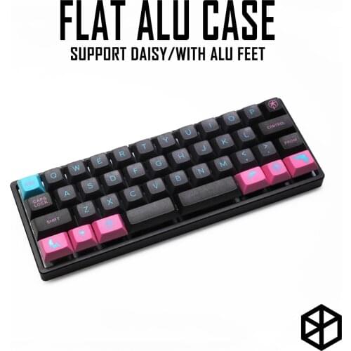 Anodized Aluminium flat case with metal feet for custom mechanical keyboard black siver grey colorway for daisy 40% mini