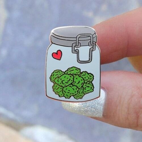 Nug Jar Weed Stash Brooch Pins Enamel Metal Badges Lapel Pin Brooches Jackets Jeans Fashion Jewelry Accessories