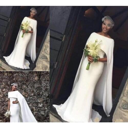 Black Girls Mermaid Wedding Dress Simple Long Church Garden Satin Sweep Train Bride Bridal Gown Custom Made Plus Size