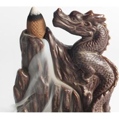 Zen Backflow Mystical Small Dragon Waterfall Incense burners + 5 Pcs Incense cone