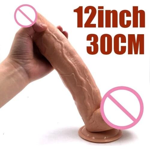 Thick Glans Dildo Realistic Stiff Cock Skin Feeling Silicone Penis Huge Big Dick Erotic Lesbian Adult Sex Product for Woman