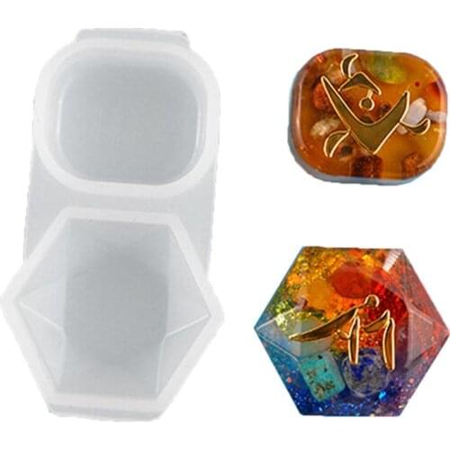 Faceted Round Square Orgonite Resin Pendant Mold Crystals Stones Orgone Silicone Resin Mold Keychain Jewelry Making Tool