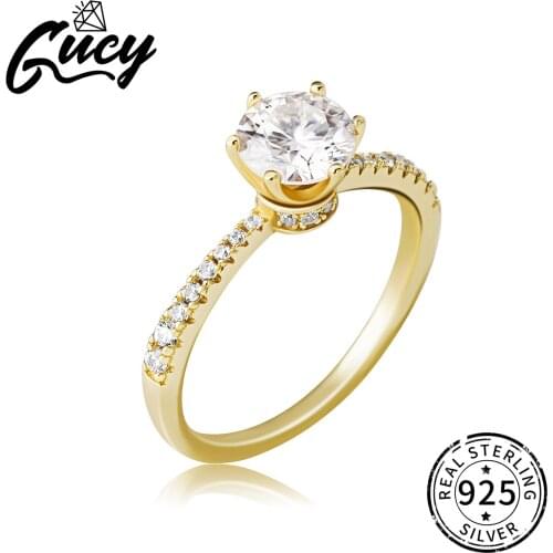 GUCY New Round 925 Silver Moissanite Ring Diamond Test Passed Fine Luxury Jewelry Woman Girlfriend Gift