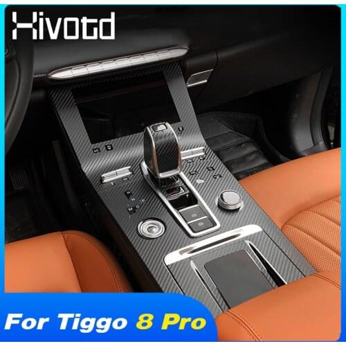 Hivotd Central Control Gear Panel Sticker Carbon Fiber Trim Interior Accessories Car Styling Frame For Chery Tiggo 8 Pro 2021