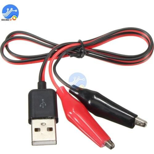 Alligator Test Clips Clamp to USB Adapter Male Connector Power Supply Adapter Wire 58CM USB Adapter Connector Reciever