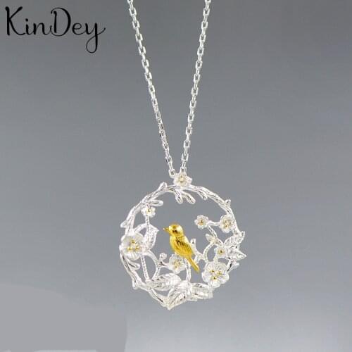 Kindey Korean Simple Silver Color Big Bird Necklaces Pendants for Women Statement Necklaces Christmas Gifts