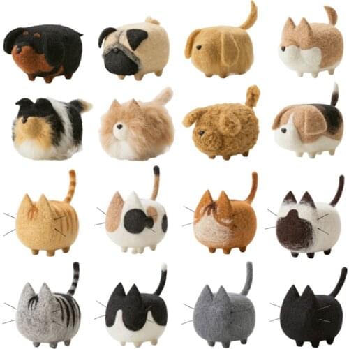 2PCS Dog Tiger Cat Wool Felt Doll Needle Felting Kit DIY Felt Poked For Kids Children Handmade DIY Craft