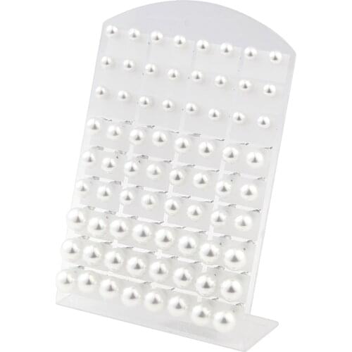 36Pairs 6 8 10mm Beads White Round Imitation Pearls Earrings Stud Earrings with Stainless Steel Earring Stick Ear Jewelry Gifts