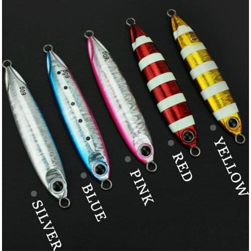 JIGGING PRO Shore Jigging Lures 20g 40g 60g 1PC Blatt SLIM Casting Slow Sea Fishing 3D Eyes Glow Zebra Mix Color