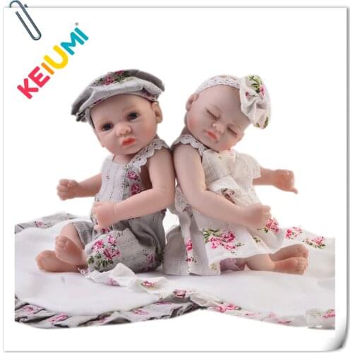 11'' Newborn Twins Mini Baby Full Silicone Reborn Baby Dolls Realistic Princess and Prince 27 cm Doll Baby Truly kids Playmates