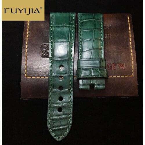 FUYIJIA Handmade Crocodile Watchbands Men Custom Retro Strap Genuine Alligator Watch Band 20MM 22MM 24MM Top Brand Leather Belt