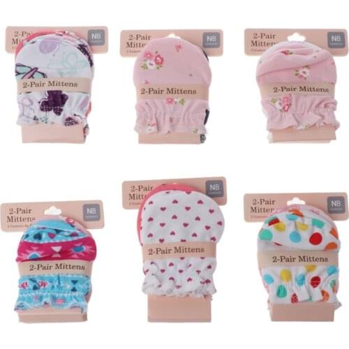 2020 New 2Pairs Fashion Baby Anti Scratching Gloves Newborn Protection Face Cotton Scratch Mittens
