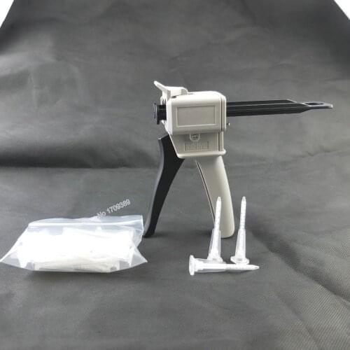 Free shipping 2-part Epoxy Resin Caulk Mixing Gun Dispenser Applicator 50ml ratio 1:1/2:1 W/ MA3.0-17S Bayonet Static Mixers