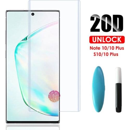 Full Glue Nano Liquid UV Tempered Glass For Samsung Galaxy Note 10 Plus S10 5G S10E S8 S9 Screen Protector For Note 10 8 9 Film