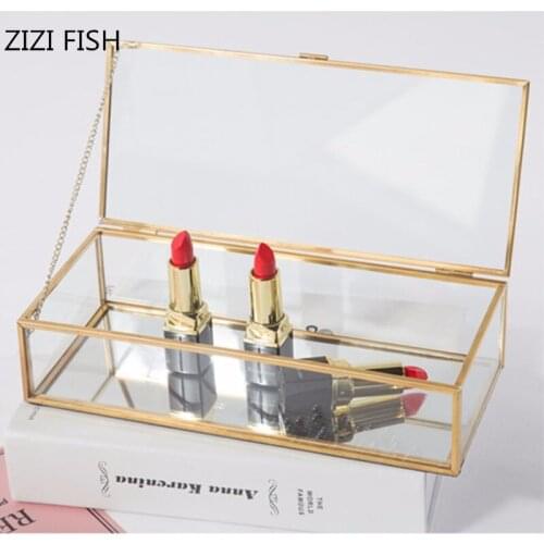 Retro Geometry Glass Garden Jewelry Box Jewelry Accessories Multifunction Storage Box Display Box Storage Boxes & Bins