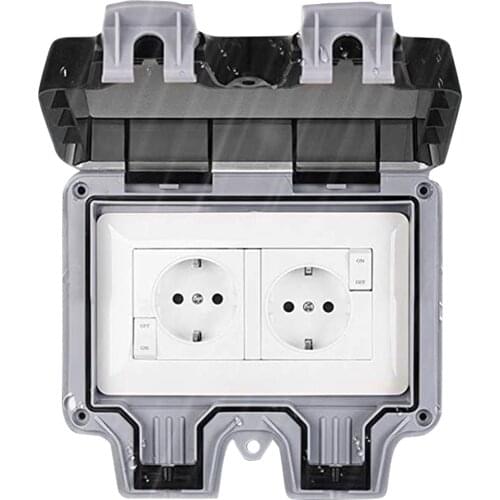 Household Socket Double-head Outdoor Bathroom Wall Splash-proof Outdoor Rainstorm-proof Socket (independent Switch)ip66