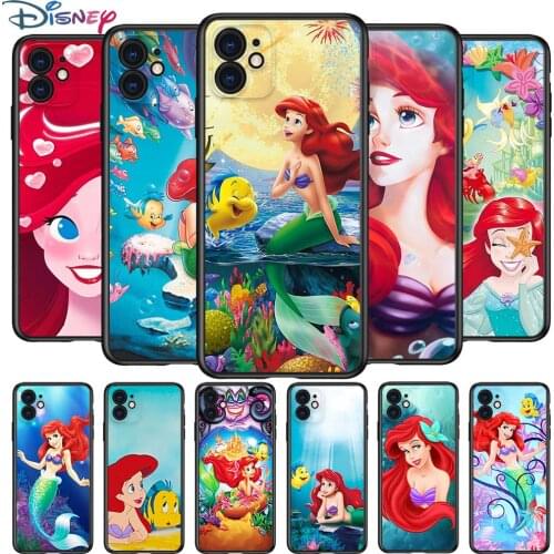 Mermaid Princess for Apple iPhone 12 Pro Max Mini 11 Pro XS Max X XR 6S 6 7 8 Plus 5S SE2020 Soft Black Phone Case