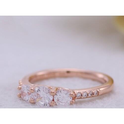 Real 925 Sterling Silver Ring Fairy Tale Light Rose Gold Bright Elegant Rings For Womens Gift Banquet Jewelry