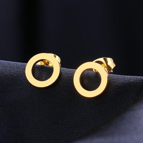 Stainless Steel Earrings Hollow Round Fashion Stud Earrings Classic Simple Earrings For Women 2021 Jewelry Wedding Party Gifts
