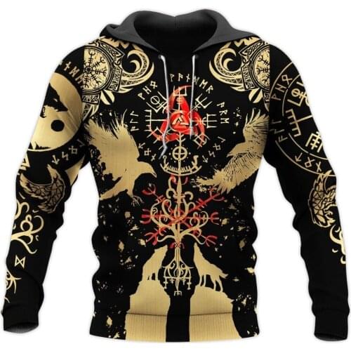 Vikings Raven Odin Tattoo 3D Printed Hoodie And Sweatshirt Harajuku Fashion Hoodies Unisex Casual Jacket Pullover Sudadera