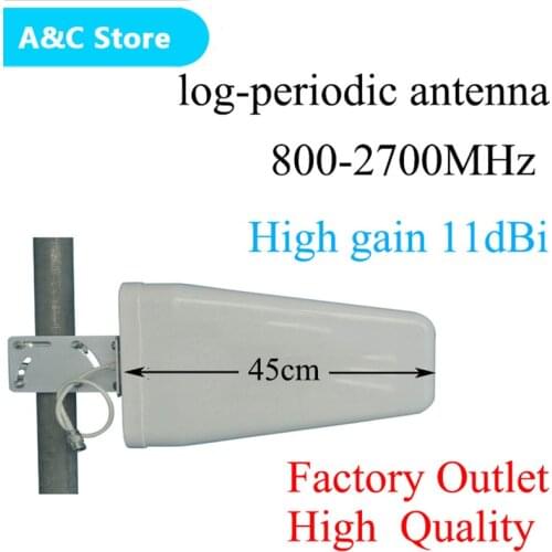 High gain 11dBi 800~2700mhz N-female Log-periodic Outdoor antenna for CDMA/GSM DCS AWS WCDMA LTE signal booster free shipping