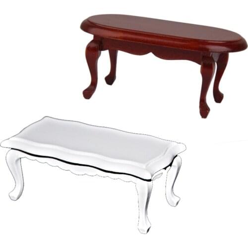 High Quality 1/12 Dollhouse Miniatures Wooden Coffe Table Simulation Kitchen Furniture Kids Toys for Child Dollhouse Accessories