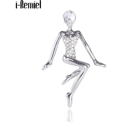 High-grade Crystal Ballet Dancing Brooches Rhinestone Shirt Dress Collar Pin Temperament Scarf Buckle Badge Women Accessories